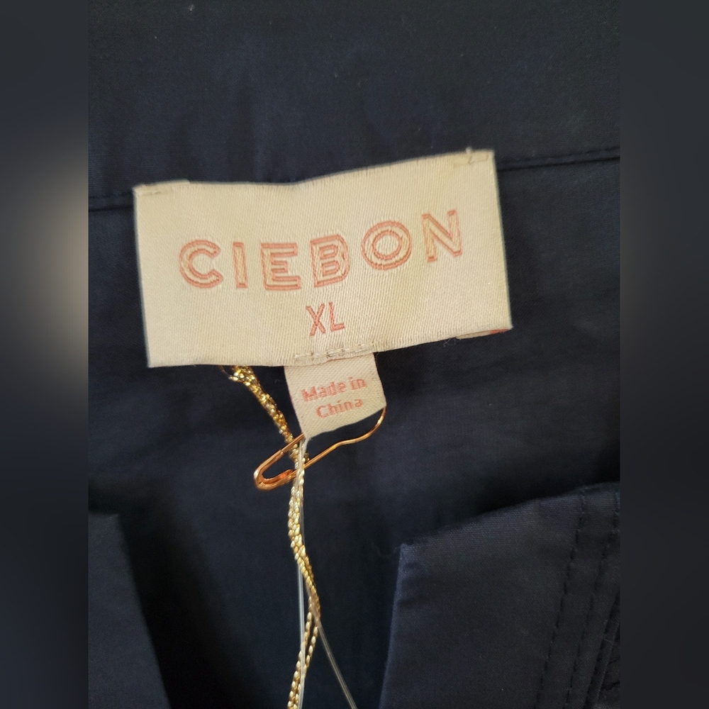 NWT CIEBON Barona Nature Embroidered Fit & Flare Cotton Dress Navy Blue Size XL - Picture 6 of 16